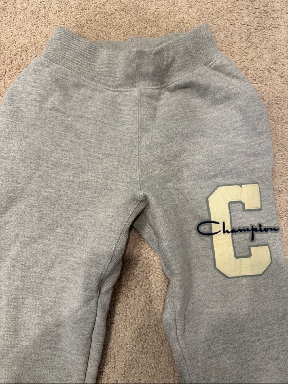 Champion Gray Jogger Sweatpants with Letter C Patch